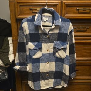 🎁Mud Pie Blue and Cream Striped Shirt/Jacket